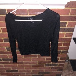 F21 sz XL black long sleeve crop top